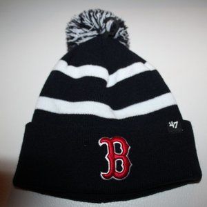 Women’s Navy Boston Red Sox 47 Knit Cuffed Hat BEANIE With Pom